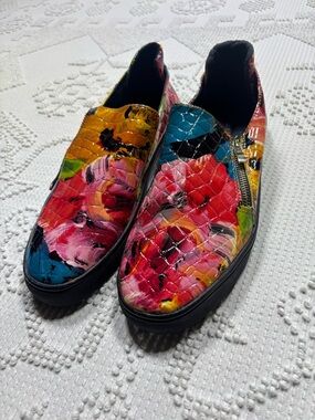 Casa di macinare Multicolor Floral Quilted Slip-On Sneakers abstract women’s 9